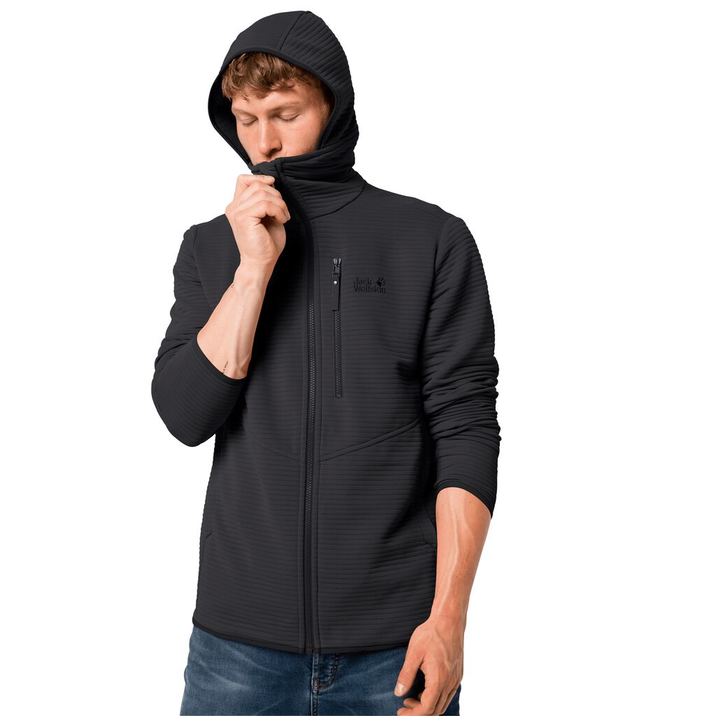 Jack Wolfskin MODESTO HOODED fleece ζακετεσ ανδρικα μαυρα | GR7892474